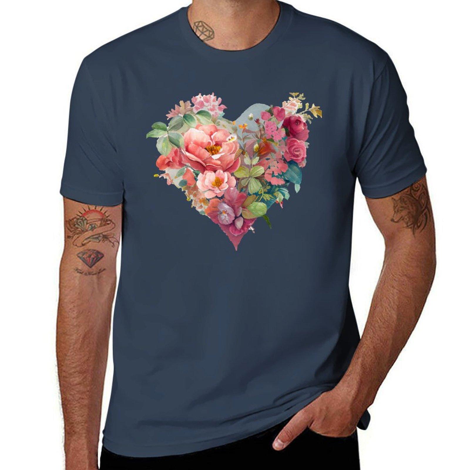 RoUnisextic Floral Heart TShirt Outdoor Activity Sports TShirt S