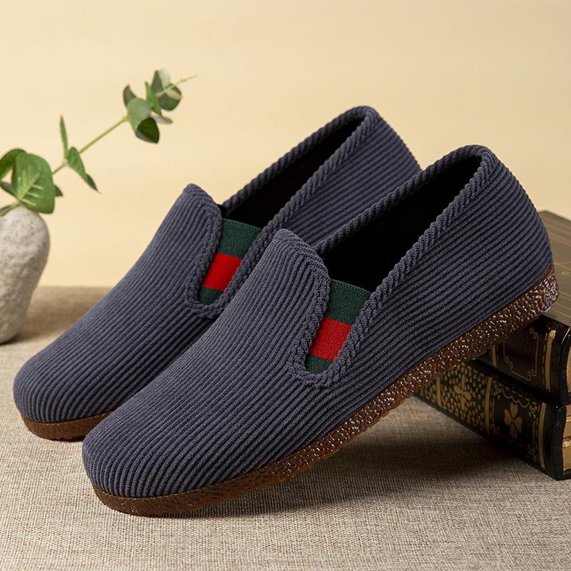 Old Beijing Cloth Shoes Men's Corduroy Casual Soft Sole Non-slip Breathable Comfortable Lightweight Middle-aged Working Dad Shoes