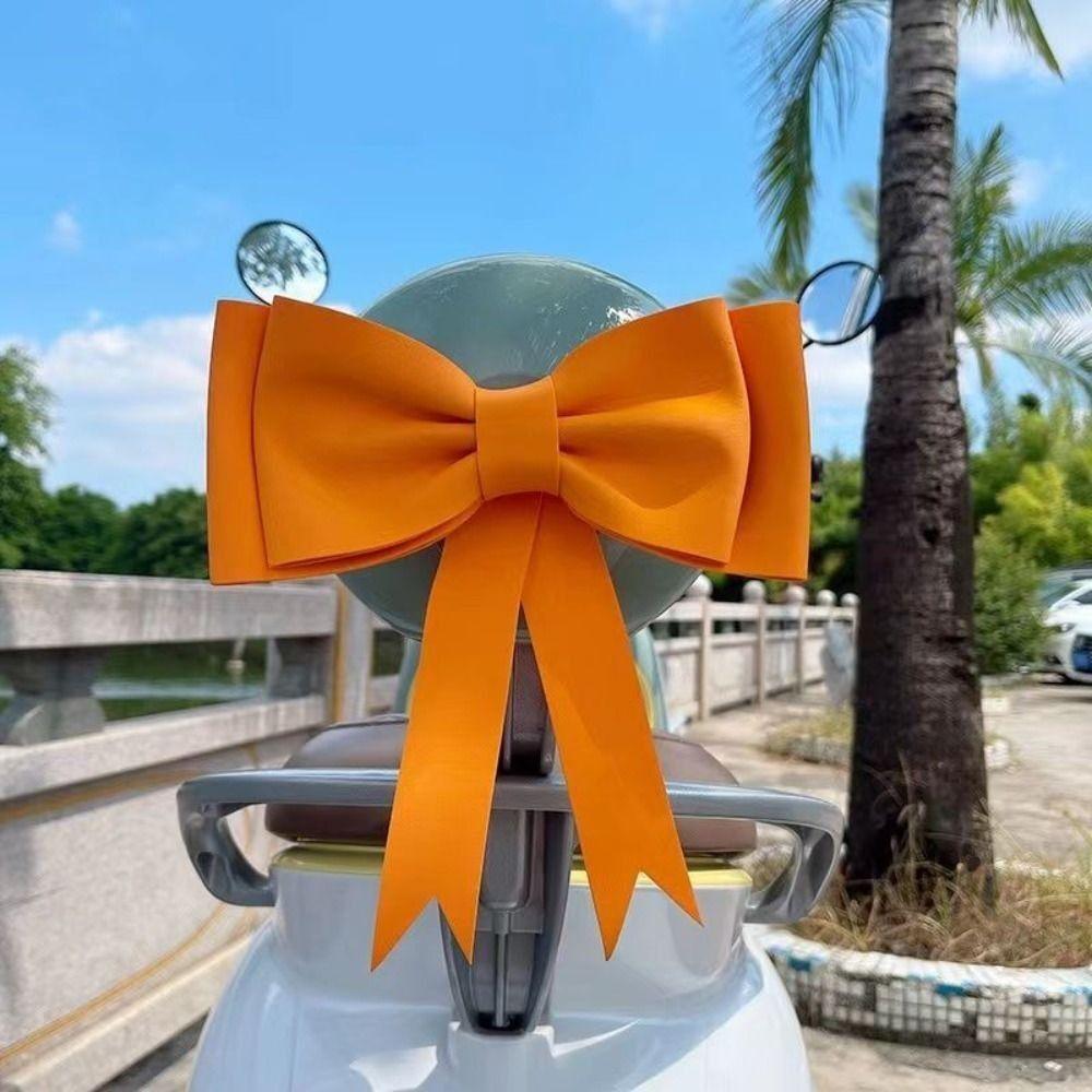 Makaron Bow Knot Sticker Soft Foam Bow Knot Ornament Pure Color Car Sticker Electric Vehicle Decorative Ornament Accessory