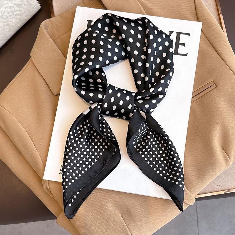 70x70cm Lightweight Silk-Look Square Scarf Women French Chic Hair Band Office Accessory Viscose 96%