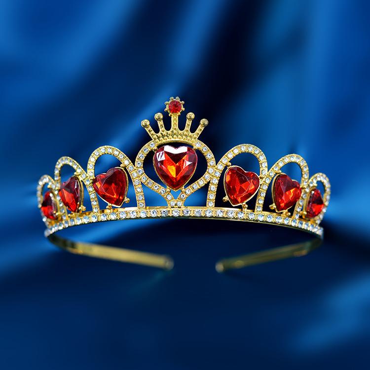 

Корона принцессы на день рождения, свадьба, хрустальная роскошная корона, свадебная корона, хрустальная корона любви, красная корона для волос, комплект ожерелий