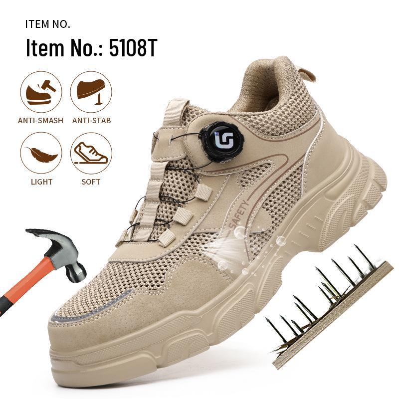 Men's Lightweight Steel Toe Safety Shoes: Breathable, Anti-Smash, Anti-Puncture, Comfortable, Wear-Resistant Labor Protection Footwear.