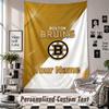 Wall Hanging Tapestry With Custom Name & Text, Boston Bruins Decorative Tapestry For Bedroom