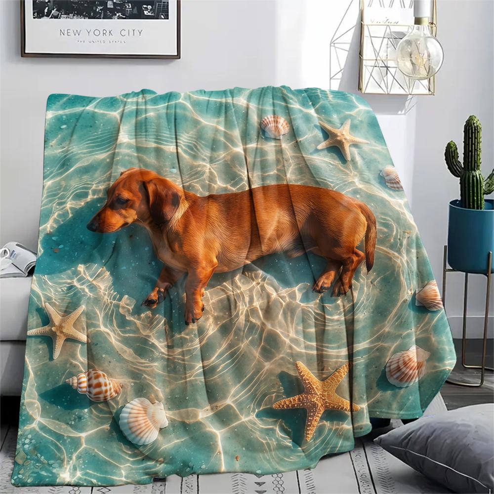 Sea water puppy kitten Print Flannel Blanket,High quality Comfortable for All Seasons,Home Decor,Warmth and Comfort,Perfect for Christmas Gifts