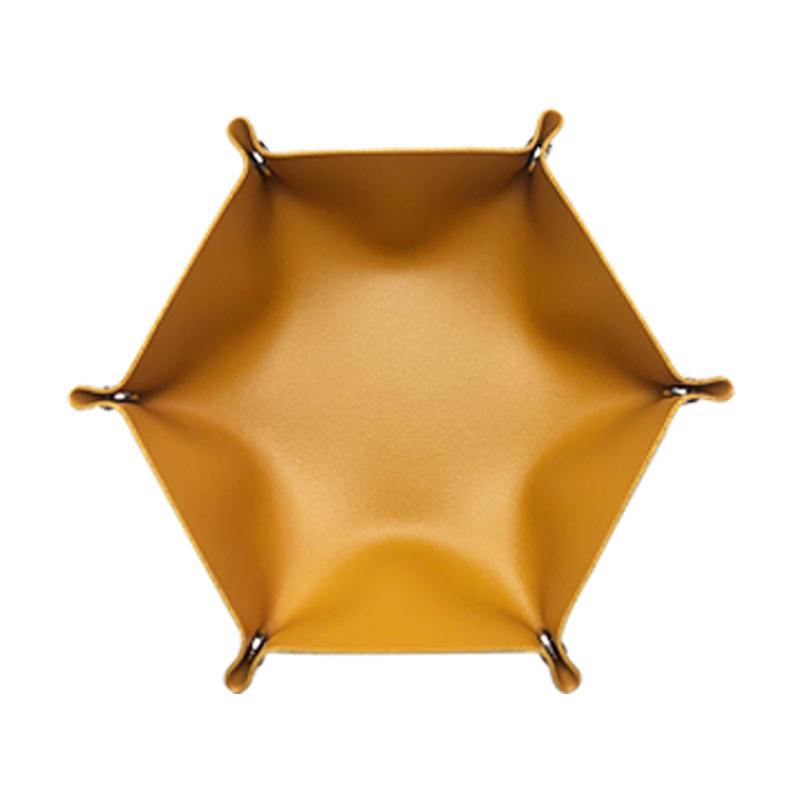 Auf Lager Nordisches Sechseckiges PU-Leder Würfel- & Kosmetik-Aufbewahrungstablett