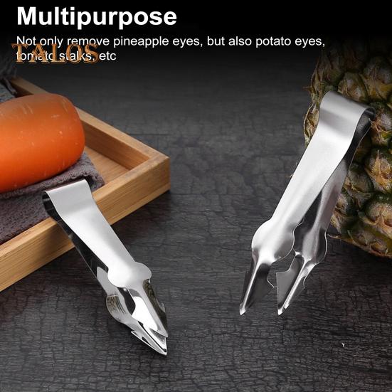 2Pcs Pineapple Eye Remover Stainless Steel Cutter Strawberry Stem Remover Ergonomic Design Rust-Resistant Tool for Kitchen Cafe Bakery