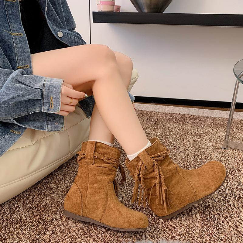 Retro Versatile Pile Boots Short Boots Women's 2025 Autumn and Winter New Simple Commuter Fashion Martin Boots Fashion Boots Tide