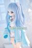 Hitzebeständige Puppenperücke ST188, Langes Haar mit flauschigen Haaraccessoires, Kompatibel mit 1/3 Puppen, Nur Perücke (Hellblau)