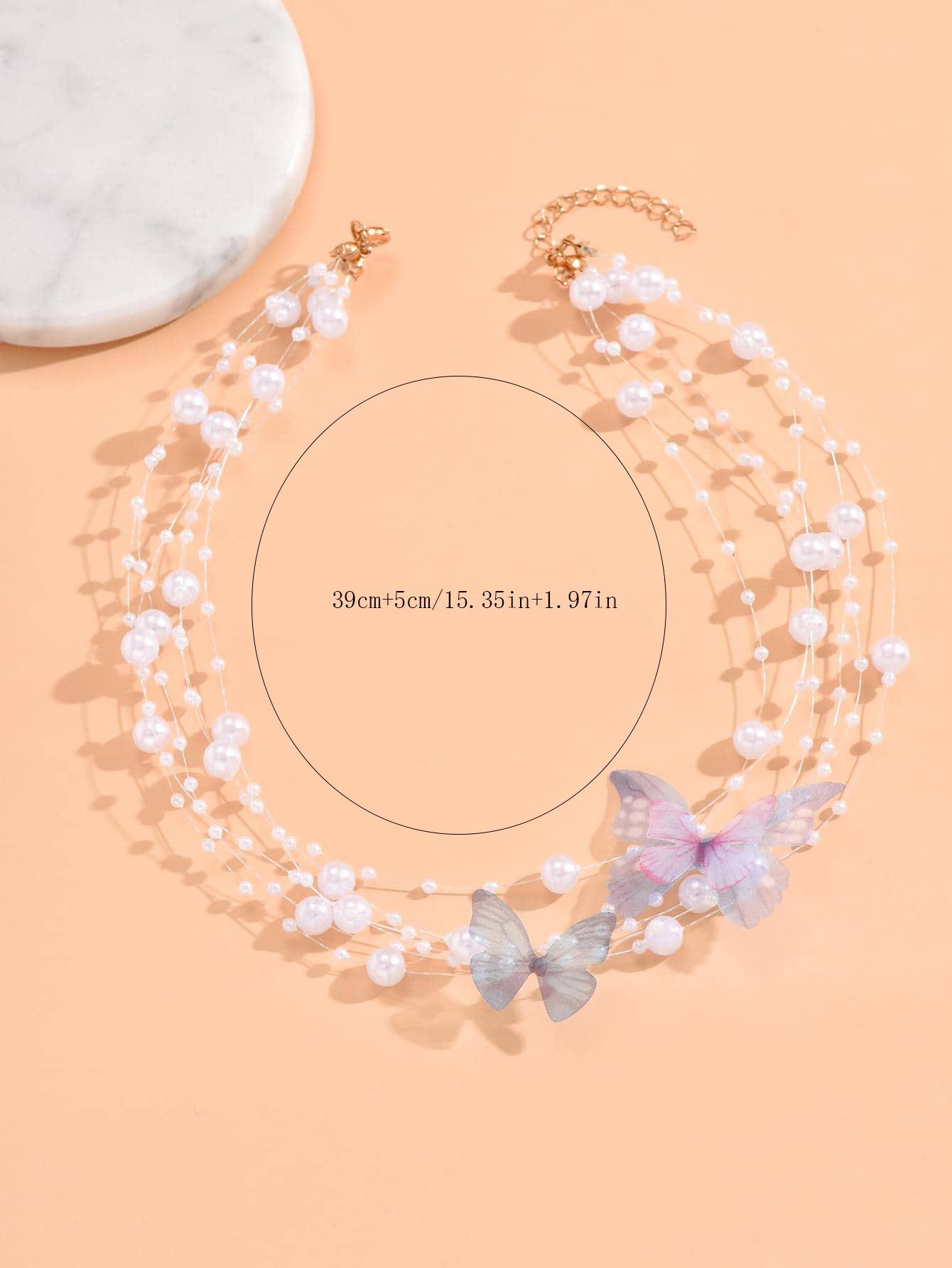 

Европейское и американское ожерелье из многослойного жемчуга в стиле легкой роскоши - Женский модный дизайн, цепочка-чокер на ключицу с бабочкой белый