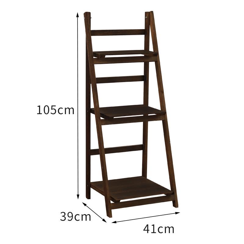 Foldable White Pine Wood Flower and Shoe Stand - Floor-Standing 4-Layer Multi-Use Rack