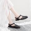 Damen geschlossene Sommer-Sandalen mit Aussparungen, flach, rutschfest, Strand-Gelee-Schuhe, atmungsaktive römische Sandalen