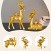 2 Pieces Deer Figurines Desktop Decoration Home Decor Artwork Delicate Animal Sculpture Golden Resin