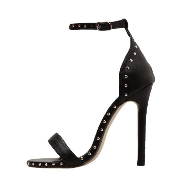 Rivet Stiletto Women's Sandals with Breathable Ankle Strap High Heels