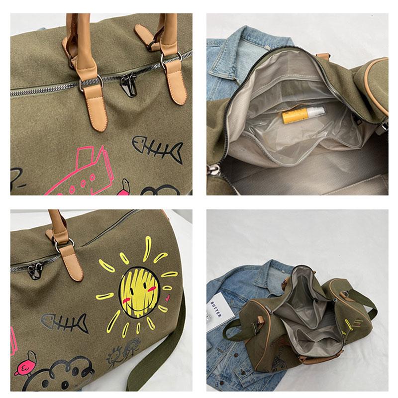 Leinwand Gepäck Tasche Für Frauen Große Kapazität Mode Student Schlafsaal Lagerung Tasche Weibliche Reise Internat Handtasche Tragen Auf Tasche