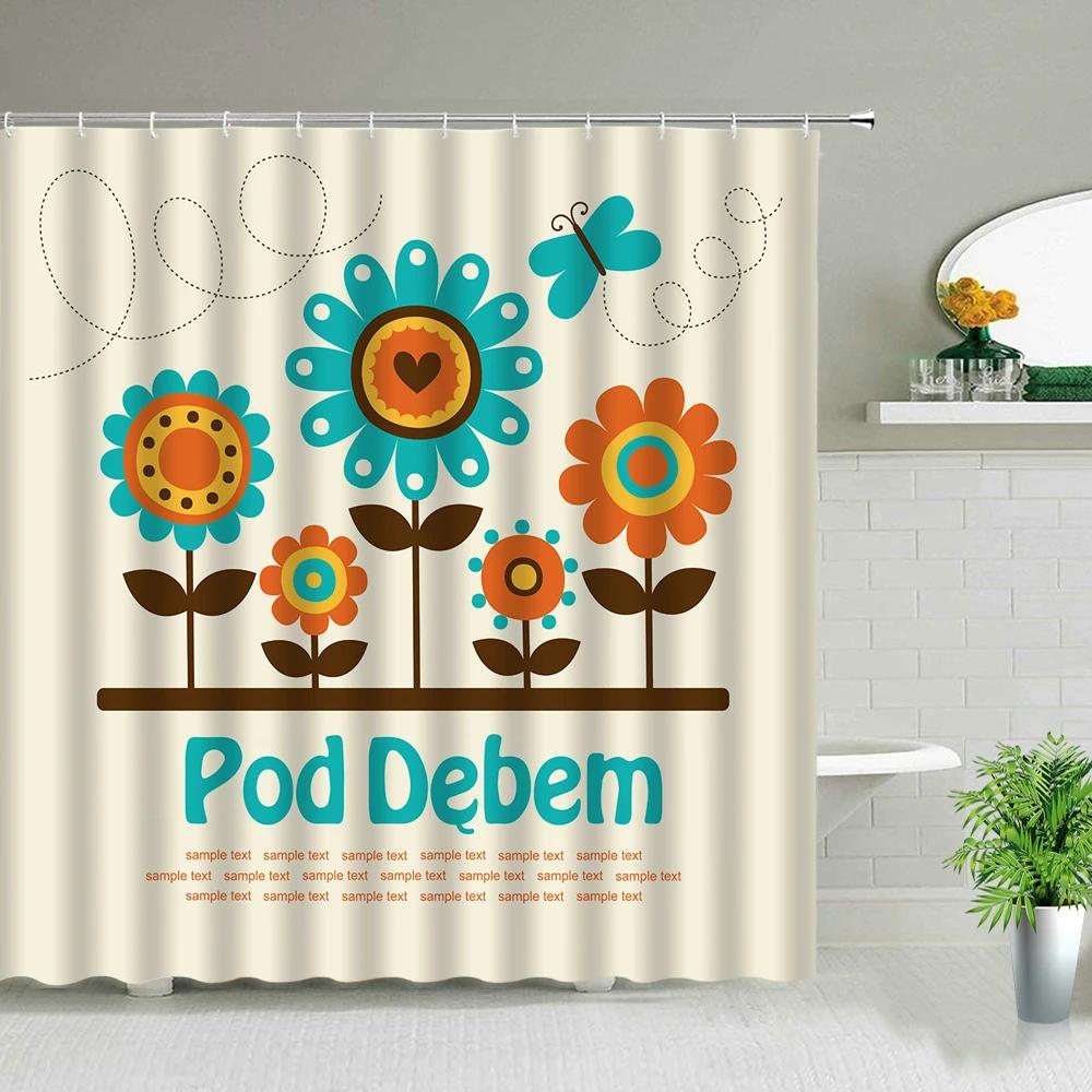 

Hower Curtains of Textile Water Color Cactus Flower Tropical Plants Colorful Succulents Pattern Bathroom Shower Curtain Set 35x70in-90x180cm