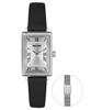 Gaigeo Ge8060Wtbk Women'S Square Leather Watch (+1 Mesh Band)