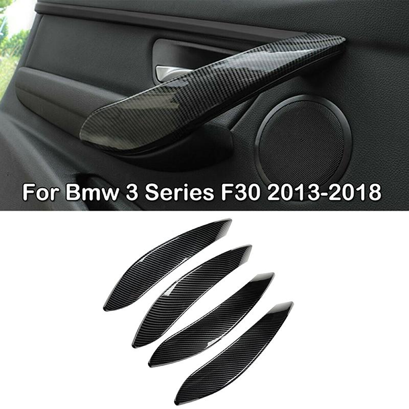 4Pcs Carbon Fiber Car Interior Door Handle Cover Trim Decor Sticker for BMW 3 Series F30 F31 3GT F34 4 Series F36 Anti-Scratch Styling