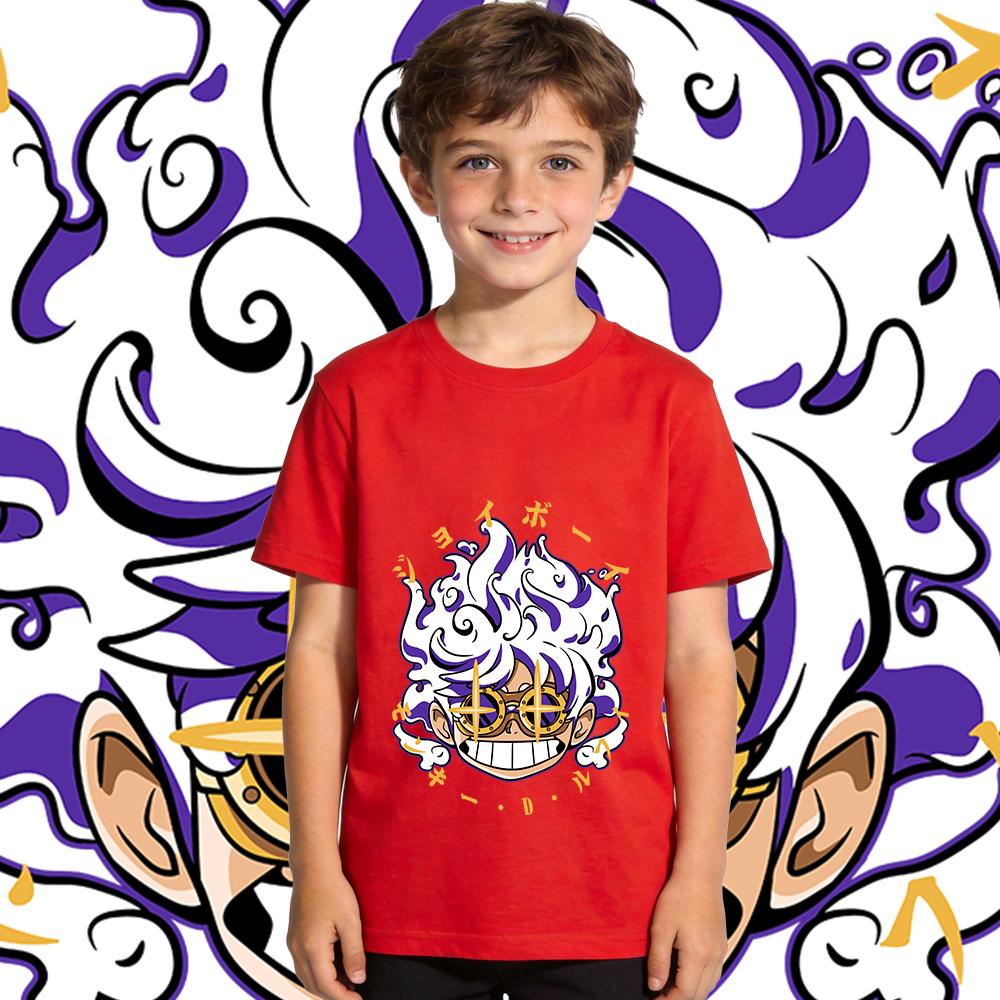 One Piece Joy Boy Anime Print Boys Girls Cotton T Shirt Kids Casual Summer Top Soft Breathable Crewneck 100