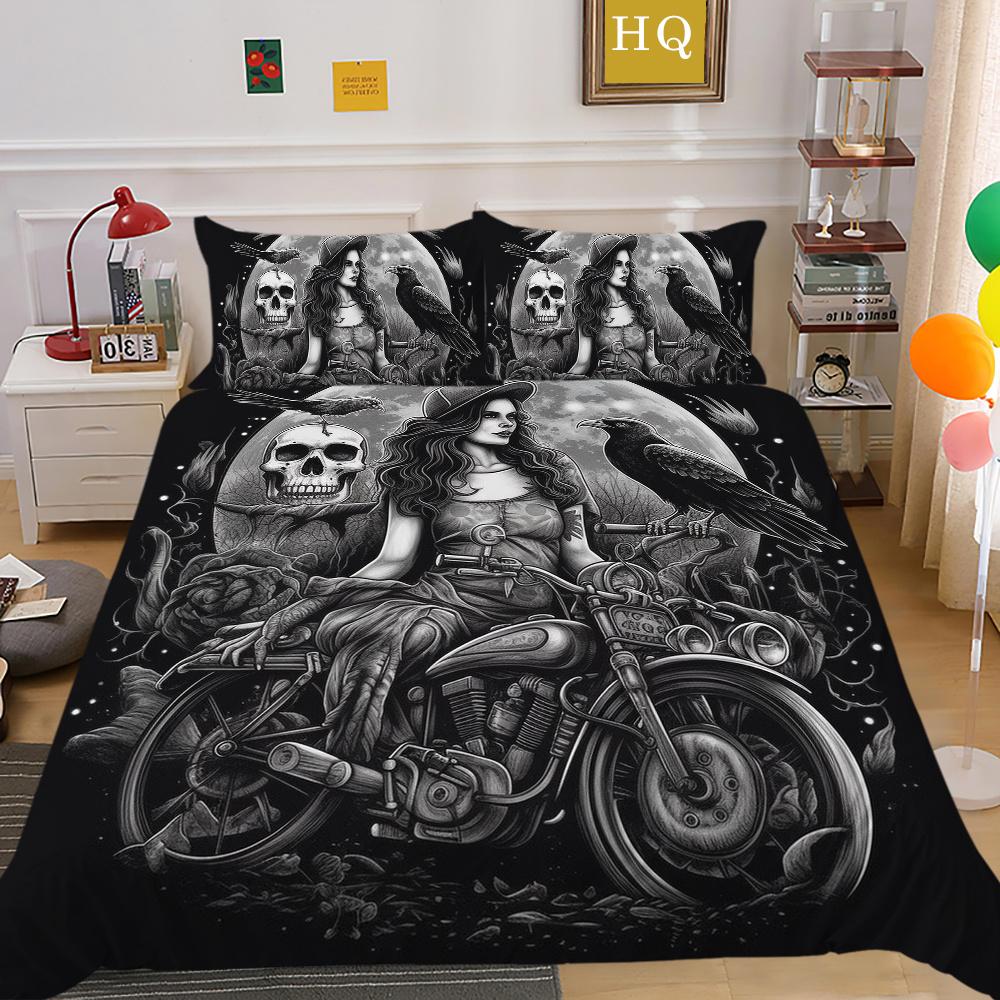 3D Beauty Skull Druck Bettwäsche Full Size Polyester Teenager Design Mode Hohe Qualität Heim Bettwäsche