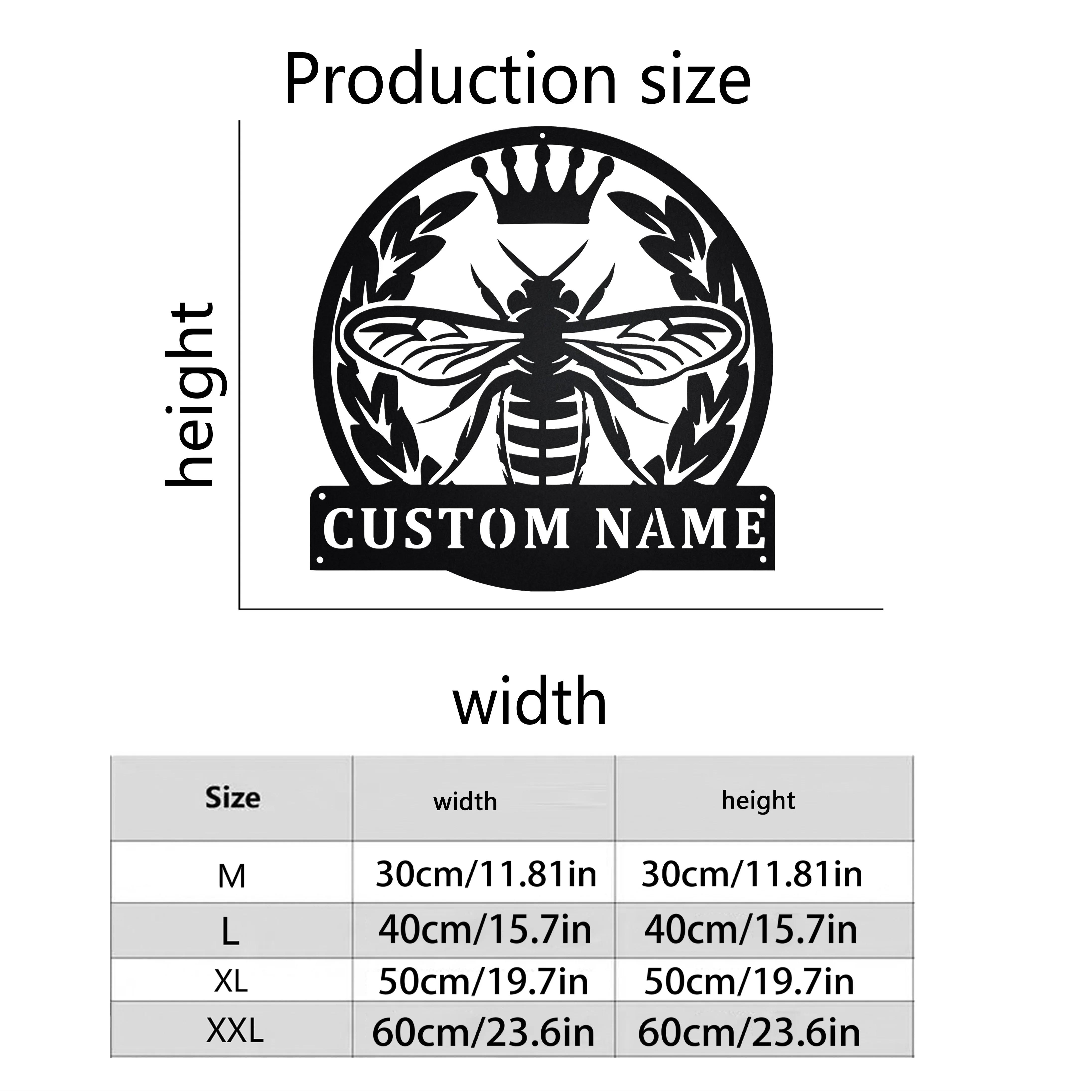 

Personalized Metal Sign Custom Surname Bee Design Durable Matte Reusable Holiday Gift 30cm