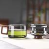 Anti-Scalding Glass Tea Cup with Infuser Wooden Handle Tea Separation Mug Kung Fu Tea Set  Home
