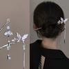 Fashion Metal Jewelry Hairpin For Women Ink Wash Style Folding Fan Erhu Butterfly Tassel Hair Stick Girls Trendy Hair Accessory