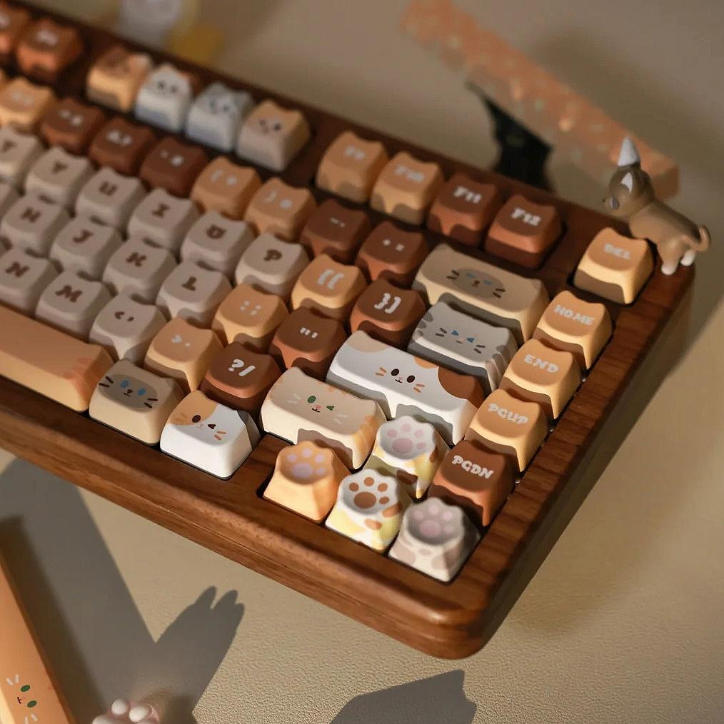 Pink Cat Keycaps Head MAO Cute