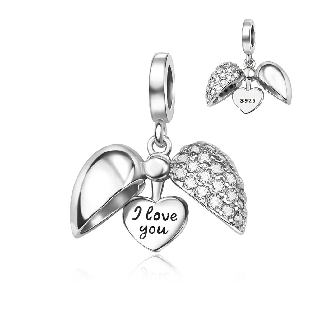 New Original Copper Colored Heart Shape Open And Close Charms Fit Pendant Bracelets Necklace Women Diy Fine Jewelry