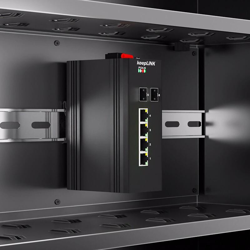 keepLINK KP-9000 Series Gigabit 2 Optical 4 Electrical Industrial Switch & Fiber Transceiver