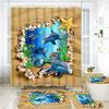 Dream Starry Sky Ocean Jellyfish Bathroom Waterproof Shower Curtain Set with 12 Hooks Bath Non-Slip Mat Rugs Toilet Seat Cover