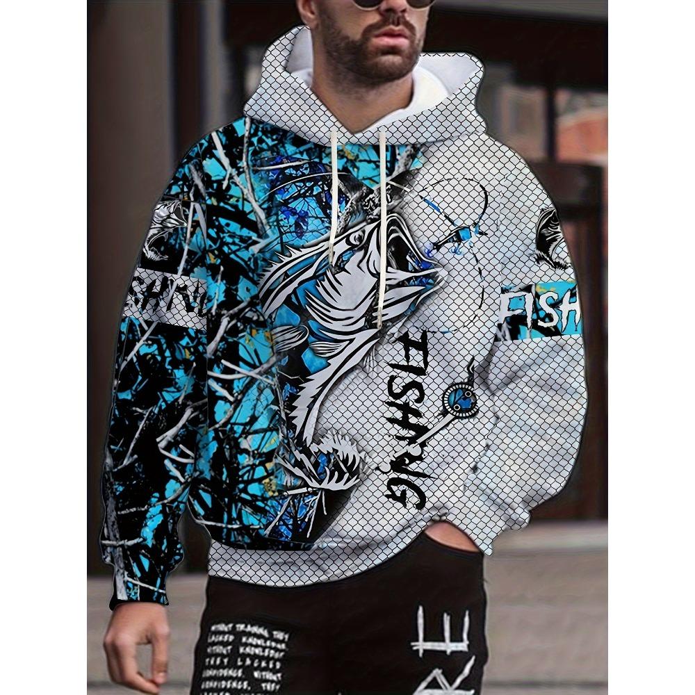 Sweat à capuche de pêche pour homme – Imprimé 3D, style décontracté, coupe confortable