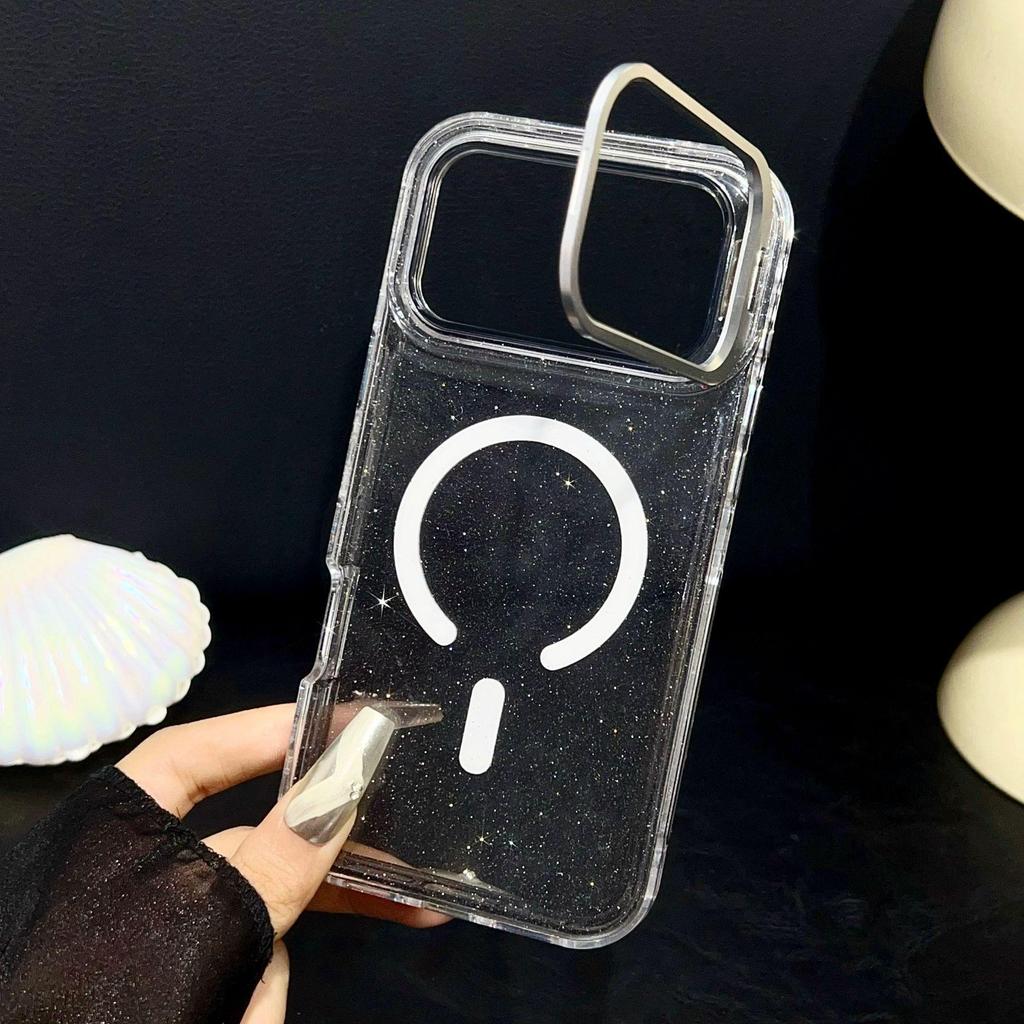 Magnetic Glitter Lens Holder Case for Apple iPhone 14/15Pro/16/17Promax