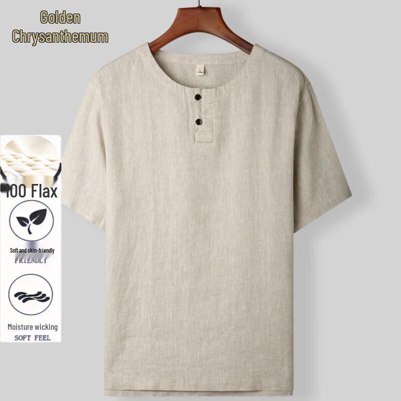 Мужская футболка-henley Jinjuan Premium из 100% льна M
