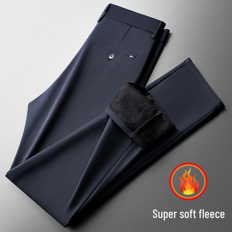 

Fengxun Men s Winter Fleece Lined Straight Leg Anti-Wrinkle Casual Pants 34