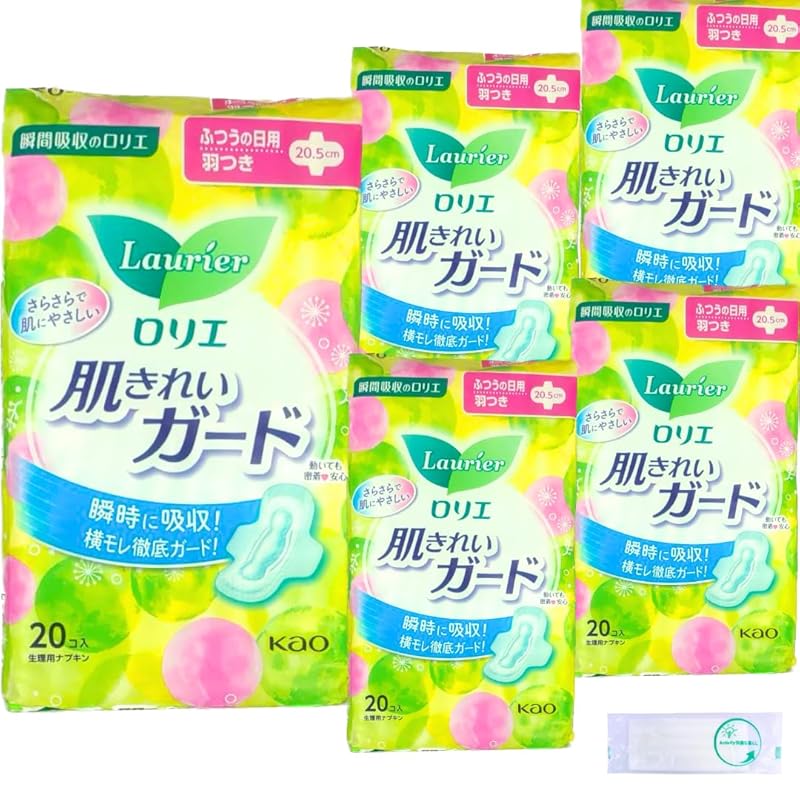 

Laurier clean skin guard Normal daily use/with wings (20.5cm) 20 pieces x 5 sets [Activity official wet sheet included]