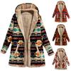 Women Coat Ethnic Style Single Breasted Autumn Winter Warm Hooded Jacket for Office