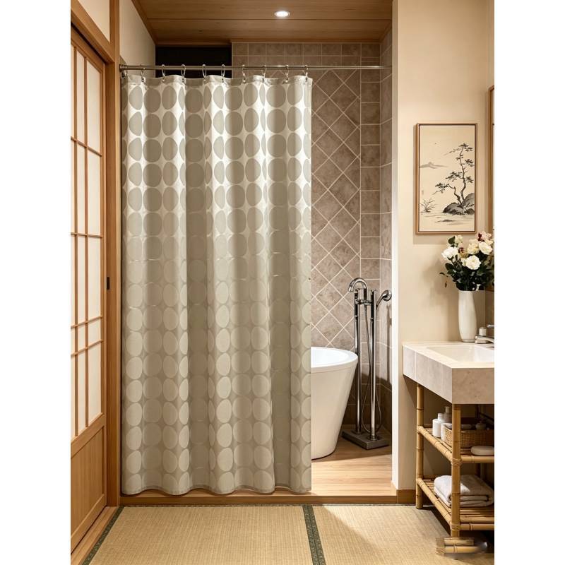 Waterproof Bathroom Shower Curtain Set With Dot Pattern For Home Use