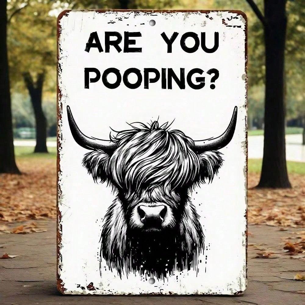 Metal Wall Art Cow Farmhouse Sign Bathroom Decor Funny Gift