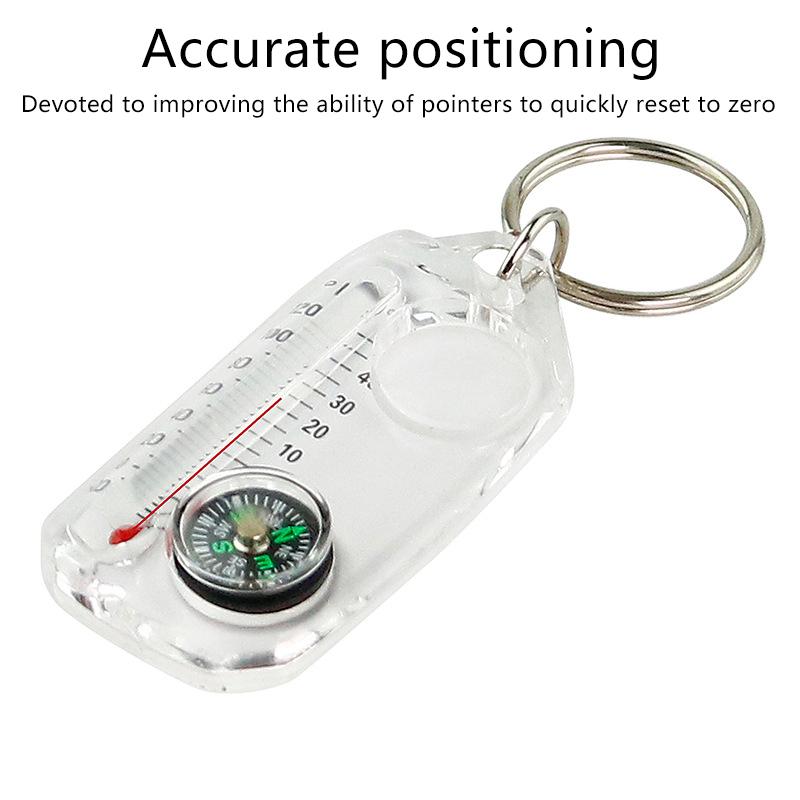 Compass And Thermometers Keychain Survival Thermometer Compass Keychain Mini Pocket Sized Compass Keyring Outdoor Equipment