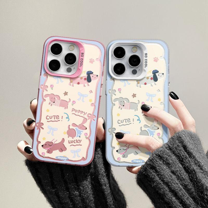Applicable to Apple 11Promax Color Silver 11 New Trendy Creative Personality Niche Premium Yellow and Blue Puppy Mobile Phone Case