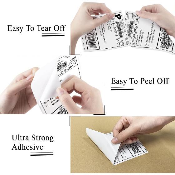 4" x 6" Thermal Labels, Fanfold Shipping Labels with Permanent Adhesive, White Printable Label Stickers for Barcodes, Addresses, Compatible with