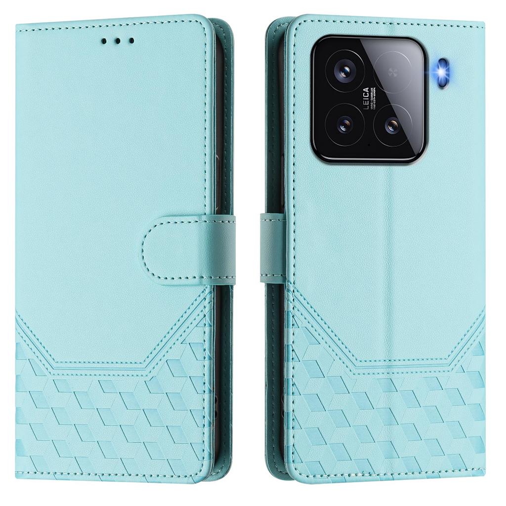 For Xiaomi 15 Case Imprinted Honeycomb RFID Blocking Leather Phone Cover with Strap