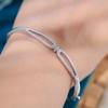 High-End S925 Silver Plain Bangle With Sparkling Zirconia Stylish Women Cuff Bracelet
