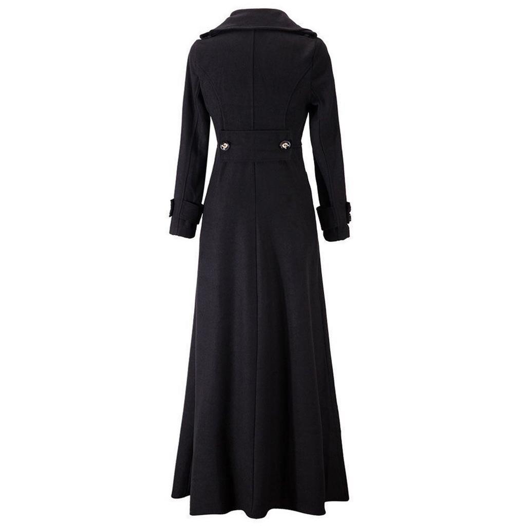 Fashionable Women's Slim-fit Faux Wool Coat, Extra-long Coat, Slim-fit Floor-length Windbreaker