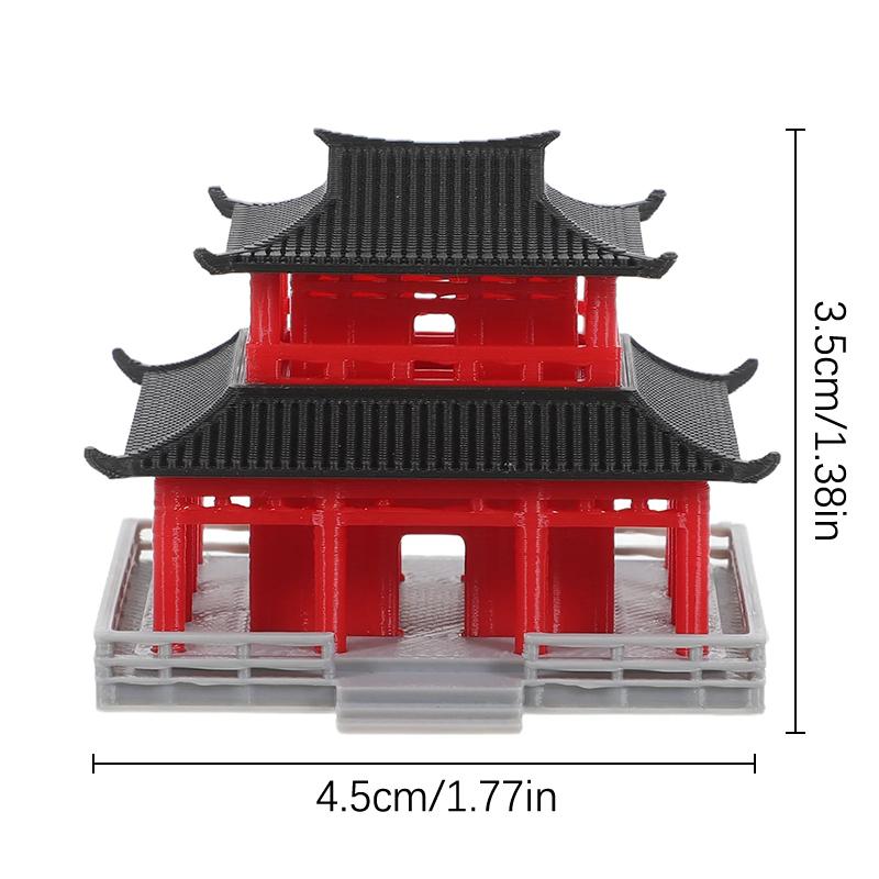Socha čínské pagody Model starověké budovy Japonská pavilonová dekorace Miniaturní skalka Akvárium Bonsajová ozdoba