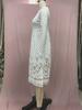 2025 Fall European & American Women's Lace Slim Midi Dress with Hollow Round Neck & Long Sleeves