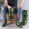 Jundeng camouflage high tube water shoes long tube waterproof shoes non-slip rain shoes kitchen chef rubber shoes foot boots