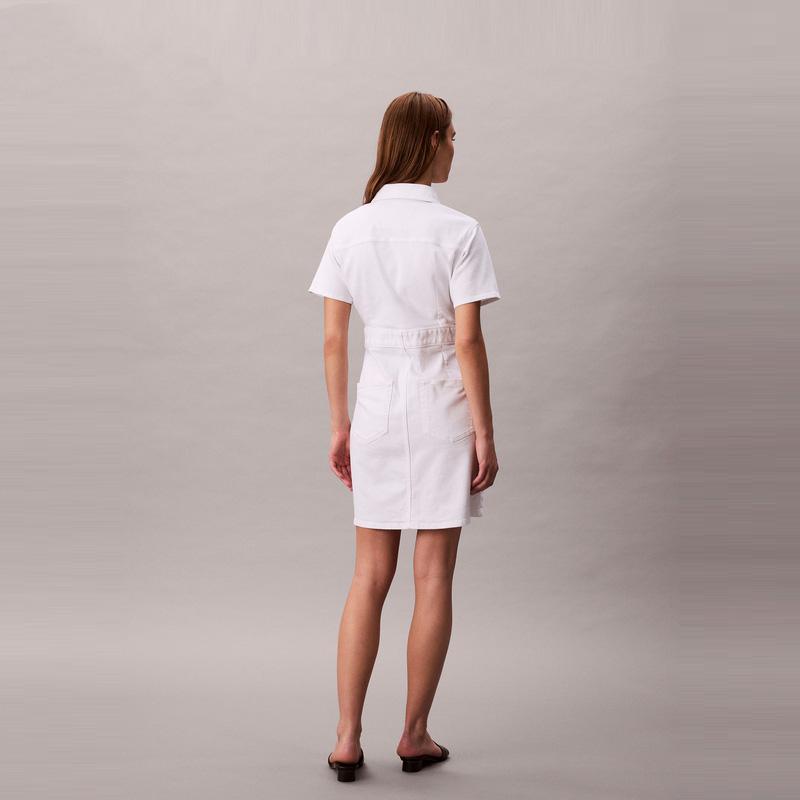 Calvin Klein American Vintage Studded Button Down Collar Denim Short Sleeve Dress Women dress 47C664G