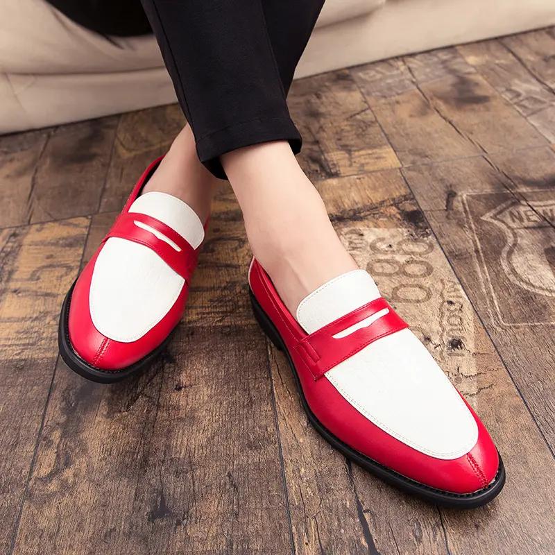 Plus Size 48 Luxury Brand Colorblock Loafers Men Slip On Classic Style Casual Leather Shoes Thick Sole High Quality Moccasin