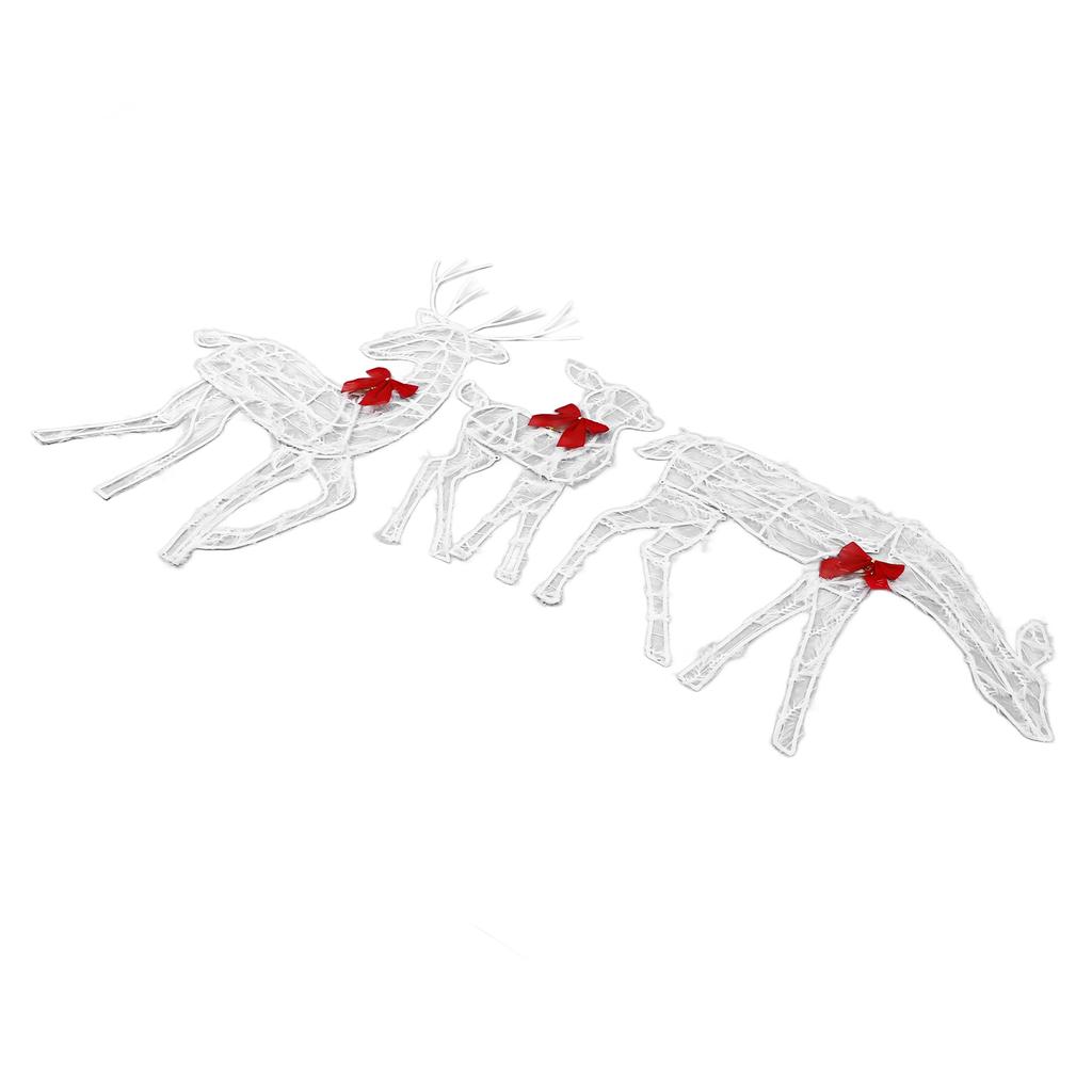 3 Piece Lighted Christmas Deer Family Set Outdoor Yard Decoration with LED Lights Red Bows Mother Child Reindeer Garden Decor